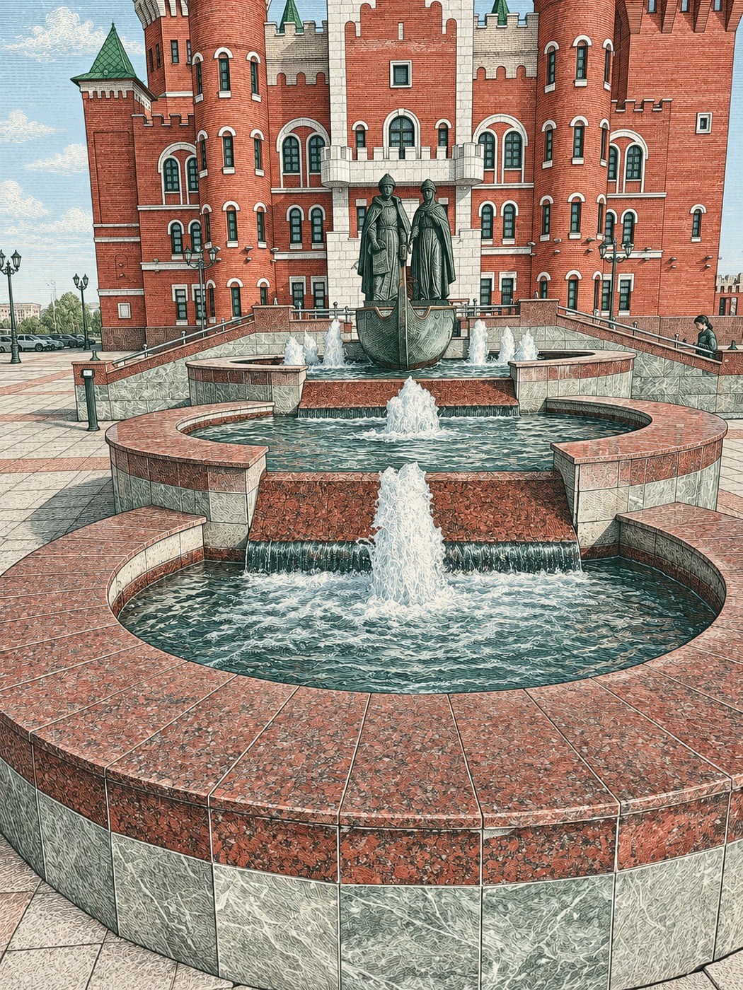 Фонтан у театра кукол · фронтальный ракурс